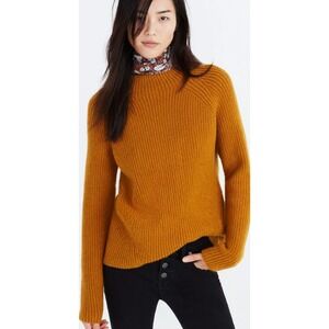 Madewell Women's Sweater XXS‎ Yellow Mustard Northfield Wool Blend Mock Neck